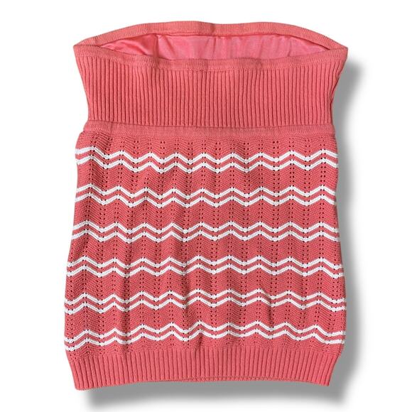 Guess Strapless Knit Top Womens Size M Striped Pink White Y2K - Picture 4 of 8